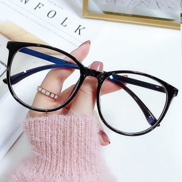 Färgskiftande Blåljusglasögon Pc Retro Glasögon Mode Helbildsglasögon För Kvinnor Män Anti Bright Black Frame