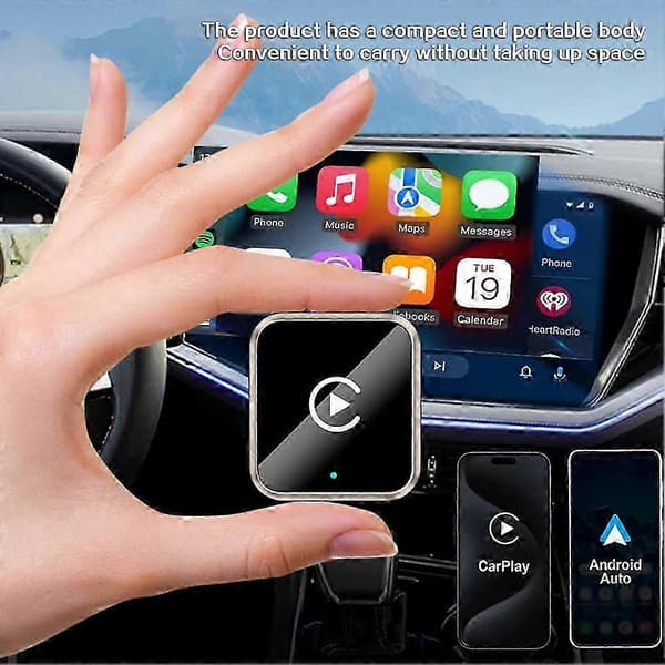 [LCS]2025 Opgraderet Trådløs CarPlay Adapter til Android, Mini USB Dongle AI Box, Konverter Kablet til Trådløs Bilforbindelse Silver