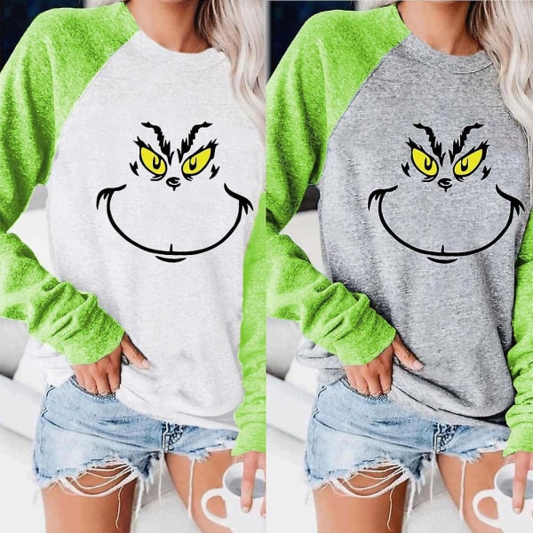 Stygg Julegenser Dame Grinch Slem Julefjes Genser Gray L