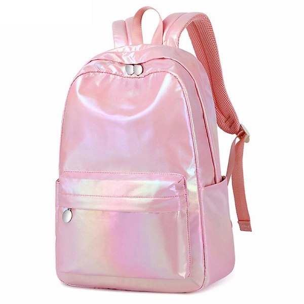 Laser vattentät laptop ryggsäck skolresor för kvinnor flicka Pink