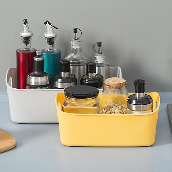 Fleksibel oppbevaringskurv med håndtak, bærbar skrivebordskurv for diverse småting og snacks, oppbevaringsbokser for hyller Yellow Medium Size  25*17*10cm