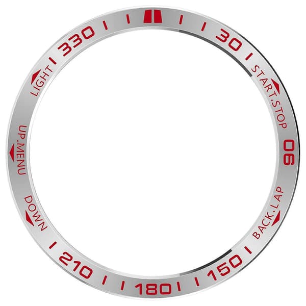 Til Garmin Fenix 8 47mm AMOLED Version Rustfrit Stål Bezel Ridsefast Beskyttelsesring Multicolor Silver+Red