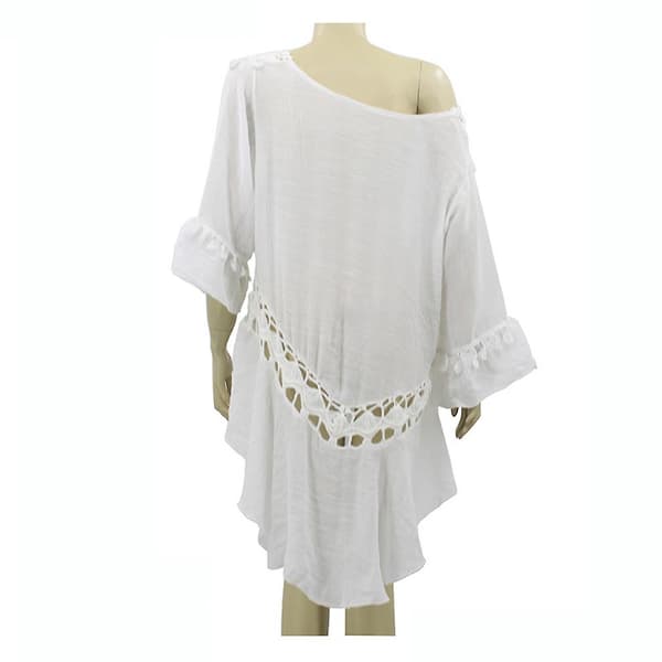 Broderi Dame Kaftan Strandklær Utstanset Solbeskyttelse Bikini Cover-up