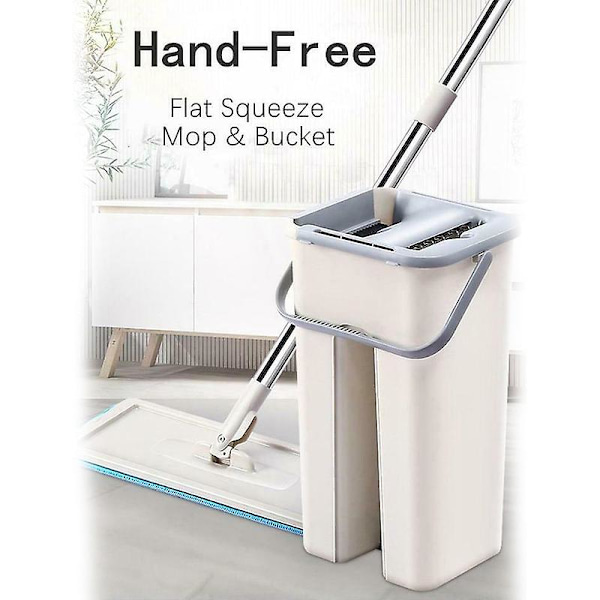 Dust Wizard Moppi Puhdistustyökalusarja 360 astetta pyörivä laatta marmorilattia yhteensopiva koti keittiön kanssa 2pcs Mop Cloth