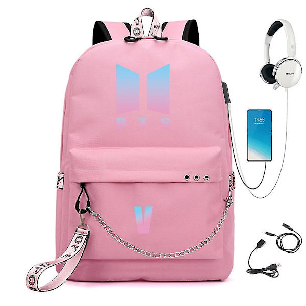Bts Ryggsäck Söt USB Laddning Skolväska Style3