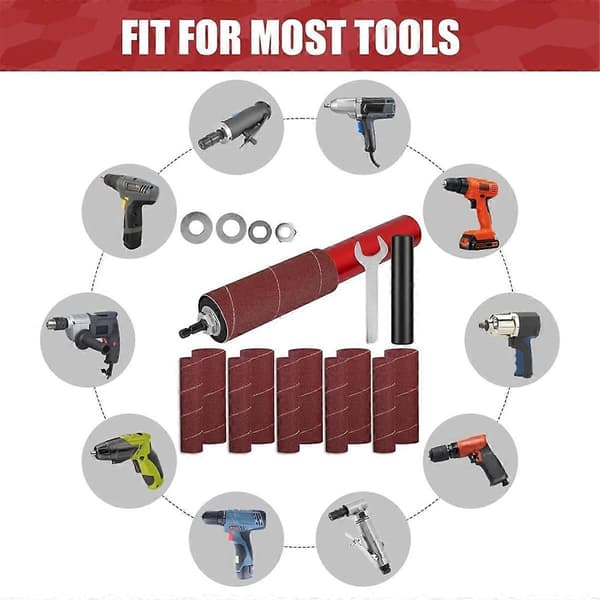 [LCS] Drum Sanding Kit, Rubber Sanding Drum Spindle Sanding Adapter, with 120-Grit Sandpaper Drum, Sanding Sleeves Drill