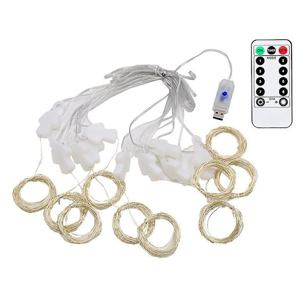 Fjernbetjent LED lyskæde gardin USB fe lys bryllupsfest jul 3m x 2m 200leds