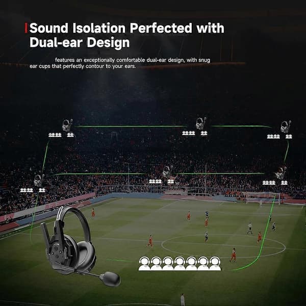 Intercom Headset System Dubbelsidigt Teamkommunikationsheadset 2,4 GHz 500 m Räckvidd Brusreducering för Liveshower, Scen Black