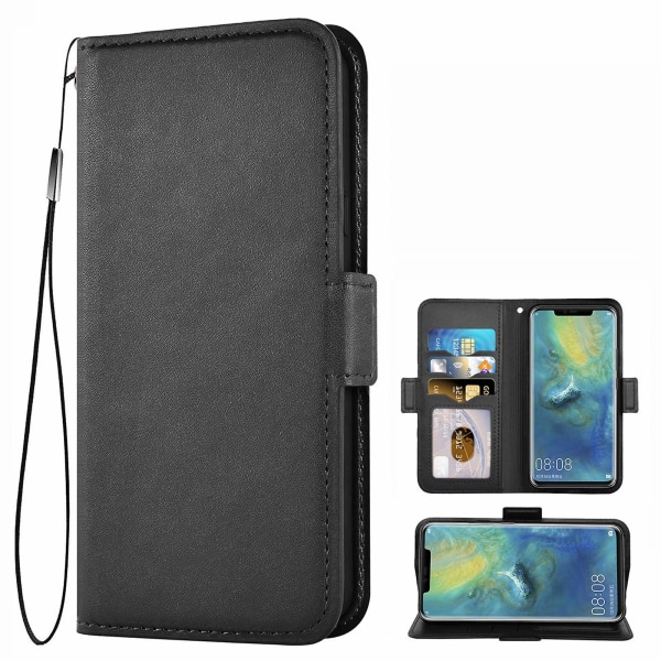 Phone case i bokstil med magnetisk stängning, stativfunktion och kortplats, kompatibel med Huawei Mate 20 Pro