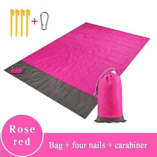 Kevyt hiekkaa hylkivä rantamatto, vedenpitävä, kokoontaitettava matto, sopii retkeilyyn ja ulkoiluun Rose Red 210*200cm
