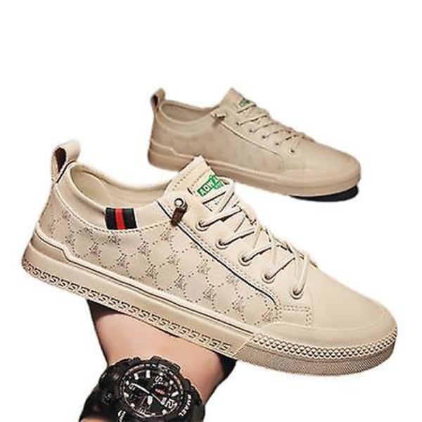 Åndbare Tynde Læder Allround Trend Sneakers Til Mænd light sand 41