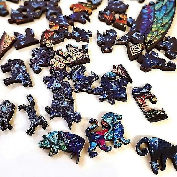 Barnpussel Djurformer Trä 3D-pussel Byggklossar Festivalgåvor Hemvägg Kameleont A4 Chameleon