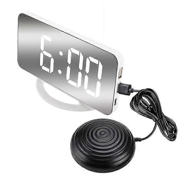[LCS] Hög vibrerande väckarklocka för tunga sovare, digital spegelklocka med sängvibrator