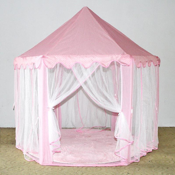 Lekehustelt for barn, bærbart innendørs og utendørs prinsesselekehus, slott, sekskant Pink