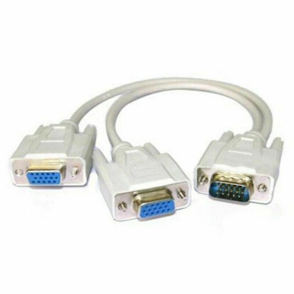 VGA SVGA 1 PC till 2 Skärmar Hane till 2 Dubbla Hona Y Adapter Splitter Kabel 15 Pin