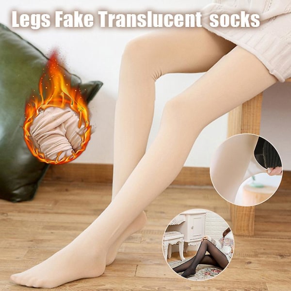 Leggings med falsk, gjennomsiktig fleecefôr, slanke, elastiske og varme for utendørs bruk om vinteren Fleecelined