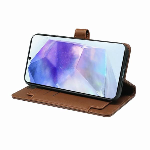 Kompatibelt med iPhone 16e-fodral med 9 kortfack PU-läderstativ mobilskal - Grön Multicolor Brown