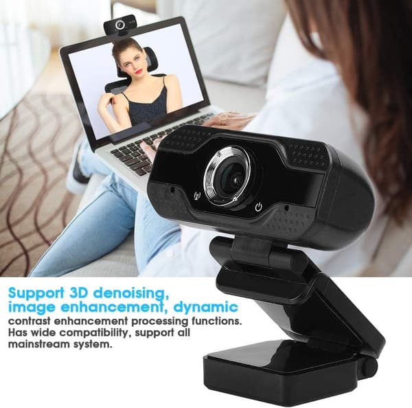 [LCS]Webcam Abs fortykket plastik 1080P stationær computerkamera USB online klasse webcam med mikrofon Webcam 4K sort