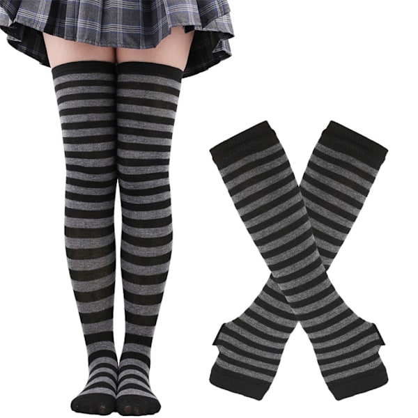 1/2/3/5 Polvikorkeat sukat paksuille reisille, helpot pukea ja tekevät harmaita ja mustia 1Set grey and black