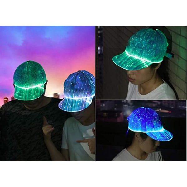 Led Light Up Hatt För Rave Music Xmas Fiber Optic Luminous Hat Party Luminous Props White