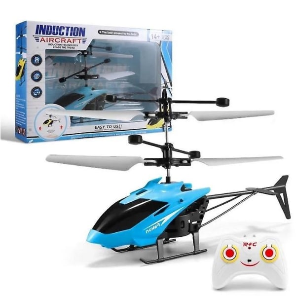 Mini RC Helikopter Infraröd Induktion Fjärrkontroll Inomhus Utomhus Leksak för Barn blue