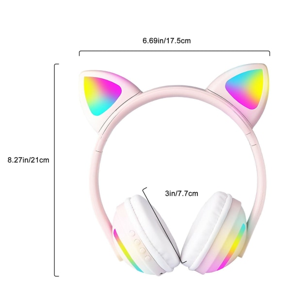 Bluetooth Trådlöst Headset LED W/mic Hörlurar För Barn Flickor A