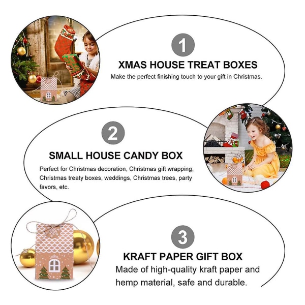 40-pack Premium Julklappspåsar Återanvändbara Presentaskar av Kraftpapper