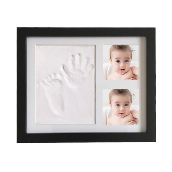 Baby Handavtryck och Fotavtryck Kit Minnesak, Baby Milestone Bild black