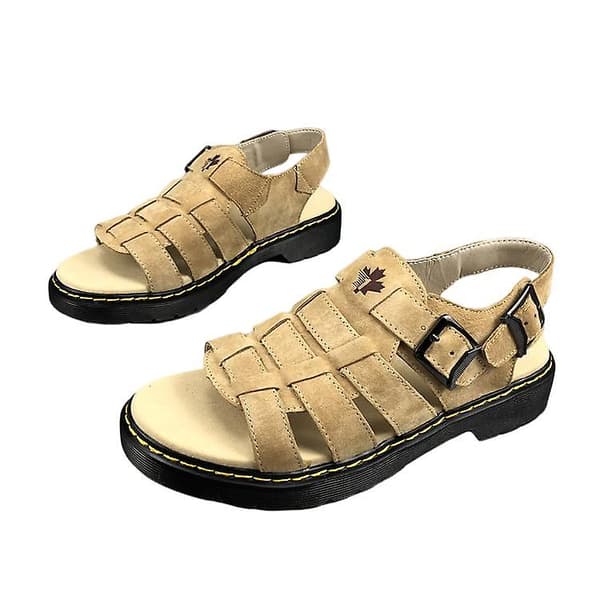 [LCS] Herre læder top lag gris afslappede strandsandaler 45