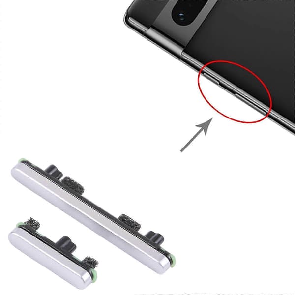 Google Pixel 7 Pro Kompatible Erstatningsdele til Tænd/Sluk- og Lydstyrkeknap Silver