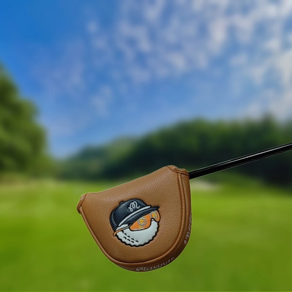 Magnetiskt PU-läder Golfputter Huvudskydd Original Enl Brun B