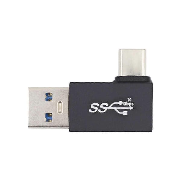 CY Rätvinklig USB3.0 Typ A Hane till USB 3.1 Typ C Hane Data 10 Gbps Laddningsadapter 90 Grader för Bärbar Dator Telefon
