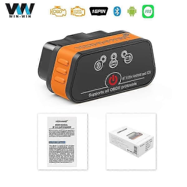 Konnwei Elm327 V1.5 Bluetooth 5.0 OBD2-skanner - Diagnostisk verktøy for Android/iOS black