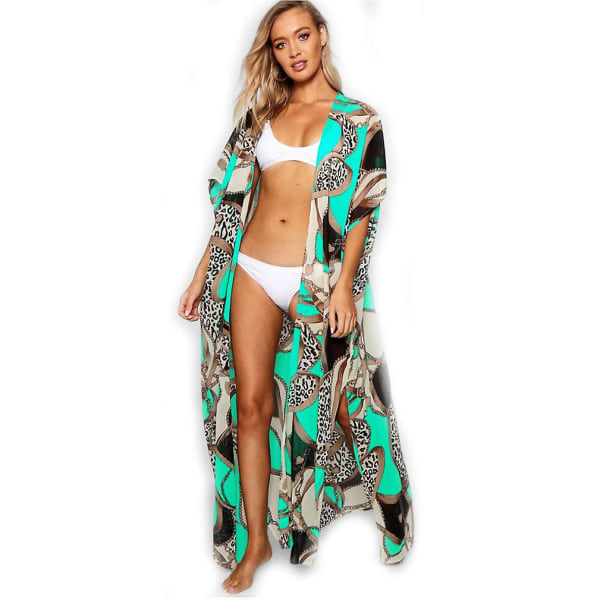 Elastisk tygkofta Beachwear-kedja med printed solkräm Bikini C