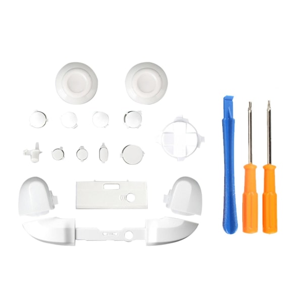 Udskiftningssæt til Xbox Series X controller LB RB bumpers trigger knapper guide knap med skruetrækker spil tilbehør White