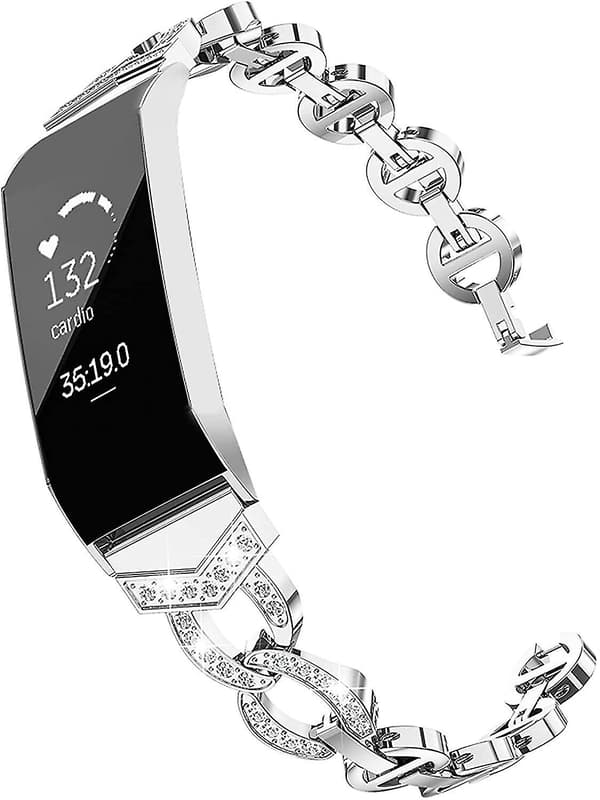 [LCS]Kompatibel med Fitbit Charge 4-bånd/Charge 3-båndKompatibel med kvinner Silver
