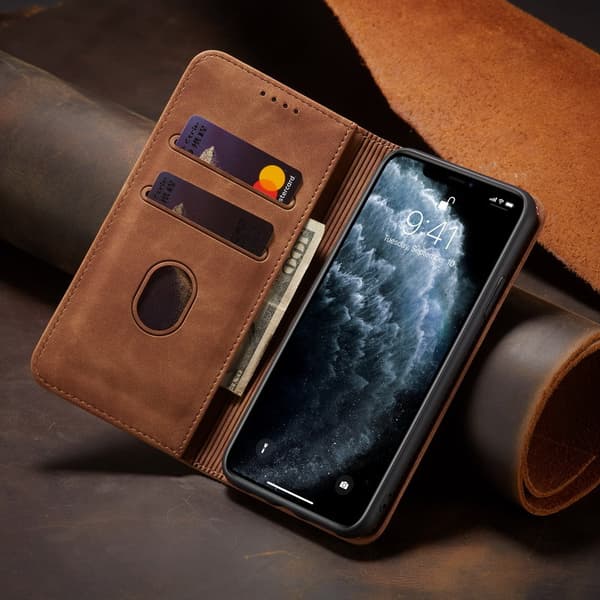 [LCS]iPhone 17 Flip Plånboksfodral | Affärsläder Telefonfodral röd iPhone 17 PRO röd red iphone 17 PRO