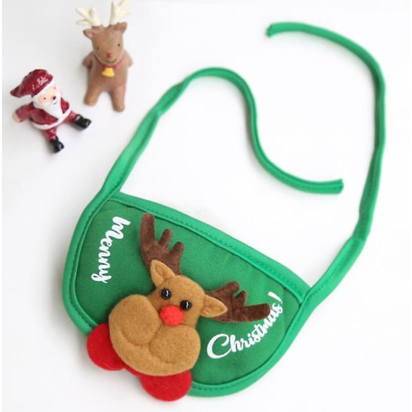 Juldräkt för valp, liten hund, katt, ren, trädhatt, haklapp, julkläder Green L