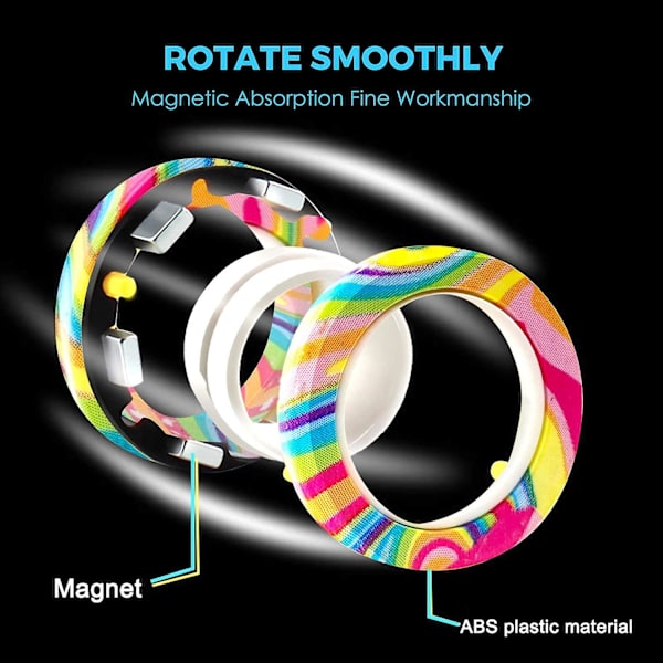 Nya 3st Magnetiska Snurr Fidget Ring Spinner Magnet Fidget Leksaker Avstressande A