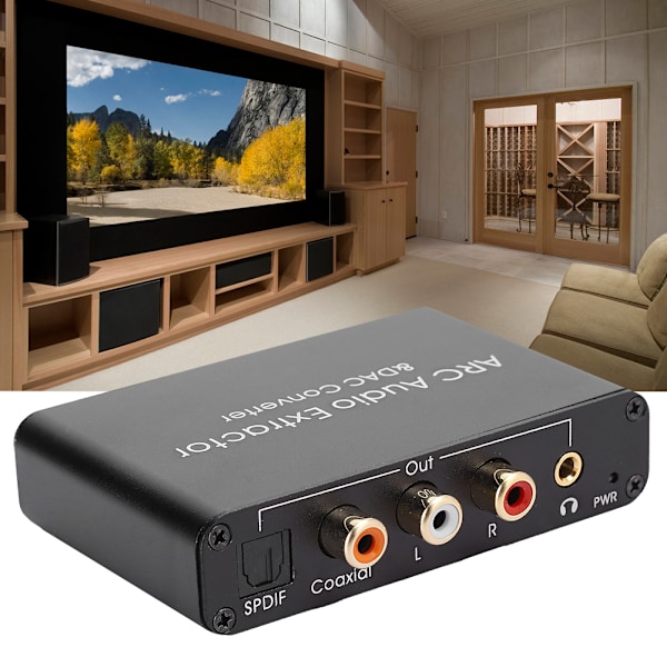HDMI ARC Audio Extractor, RCA Stereo Output, 3.5mm Hovedtelefonport med Højtydende Forstærker, Optisk TOSLINK SPDIF til Hjemmebiografsystemer