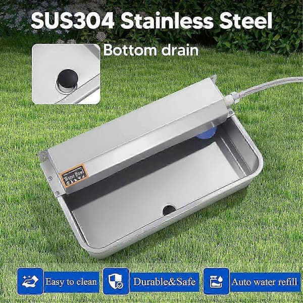 Automatisk vanndispenser for hund, 2 gallon rustfri stålskål for innendørs/utendørs Silver