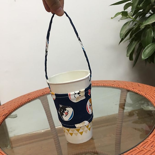 Japansk Hefeng Chaigou Hundhuvud Mjölkte-set Härligt Tecknat Vattenkoppset Handhållet Koppväska Dryck Portabel navy blue