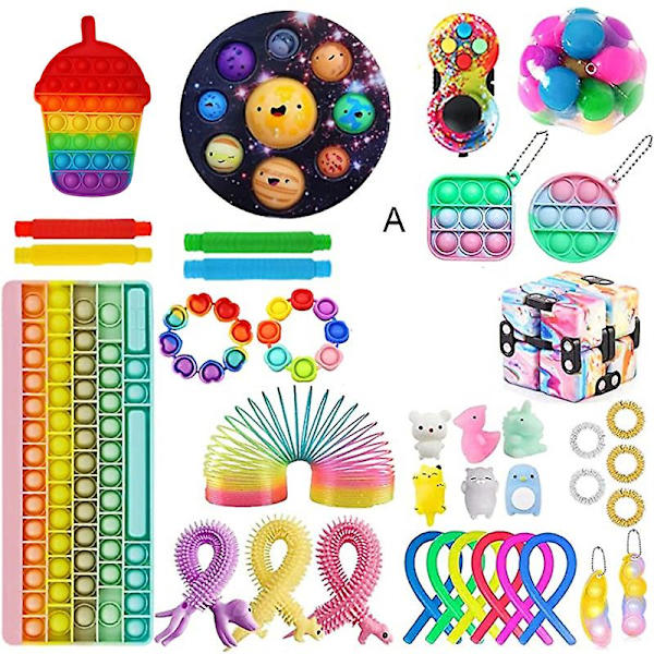 Fidget Leksaker Paket Pop Leksak Anti-ångest Verktyg Stor Storlek Tryck Pop Leksak För Barn Vuxna Leka Tillsammans A