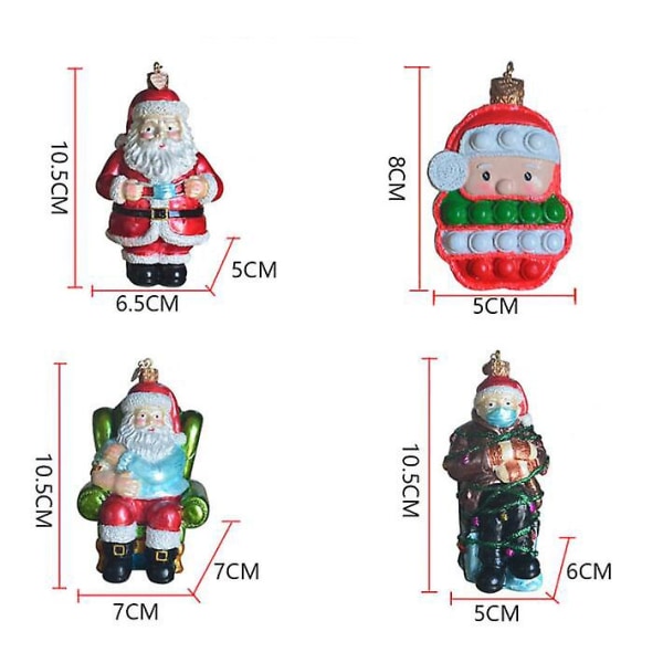 Julgransprydnader: Sortiment av jultomtar, munblåsta glasornament för julgranen SET3