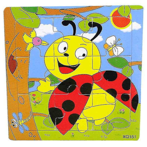 Træpuslespil med dyr til 3D mosaik, lærerigt for børn, til babys fødselsdag ladybug