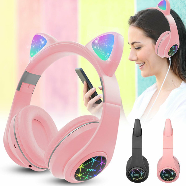 Bluetooth Hörlurar Headset för Barn Flickor Black