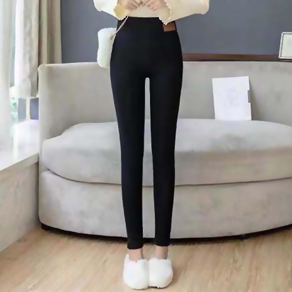 Vinter Varme Fleece Strømpebukser Høj Talje Tykke Forede Leggings Slanke Elastiske Tights Til Kvinder Udendørs M
