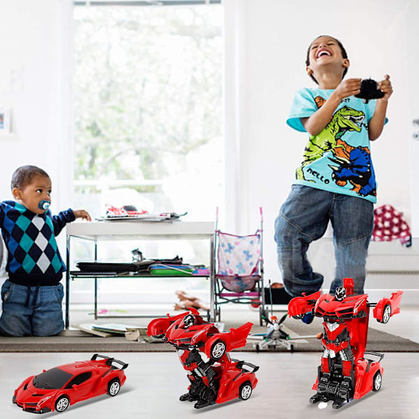 Fjärrstyrd Bil, Transformerande Robot RC Bilar för Barnleksaker, 2.4ghz 1:18 Skala Racerbil Med Enknapps Deformation, 360-gradersdrift Red