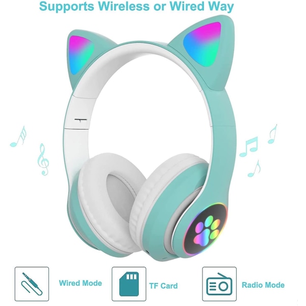 Chronus Hörlurar - Vikbara Katöron Hörlurar Bluetooth LED Blink