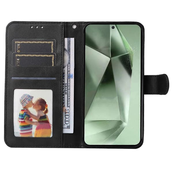 [LCS] För Samsung Galaxy S24 FE Plånboksfodral PU Läder Stativ Flip Telefonfodral Multicolor Black